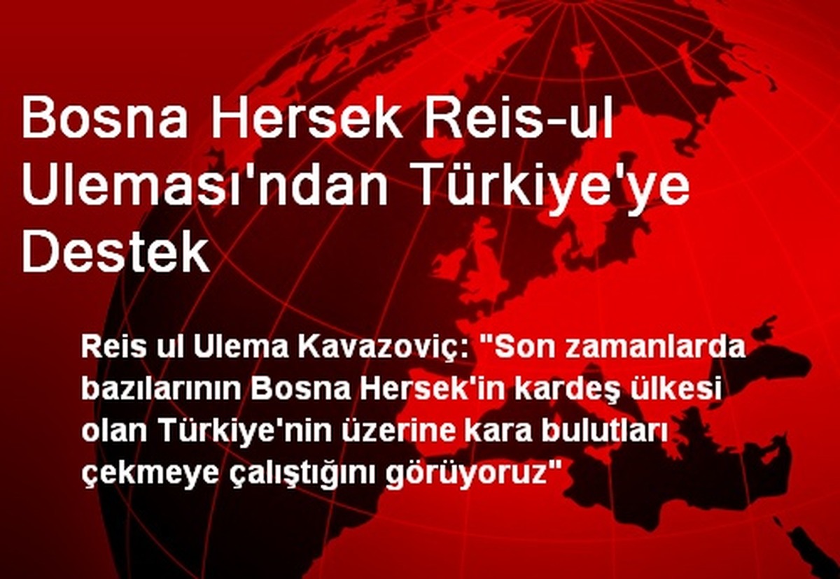 Bosna Hersek Reis-ul Uleması\'ndan Türkiye\'ye Destek