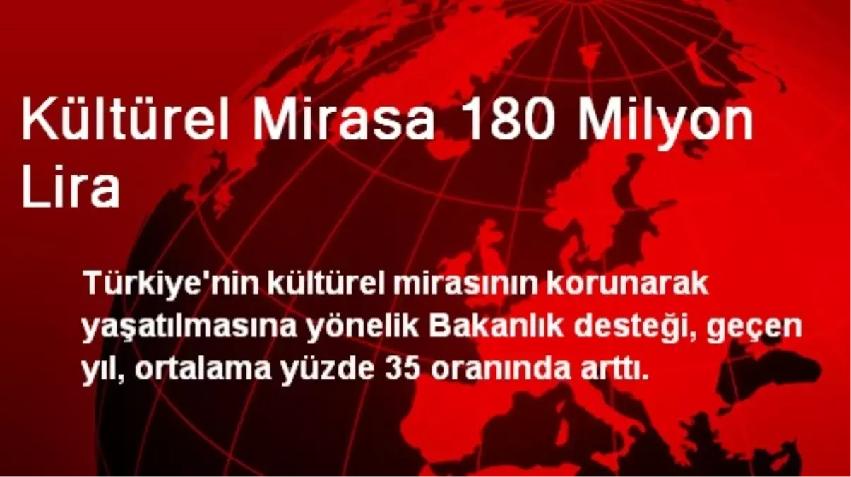 Kültürel Mirasa 180 Milyon Lira