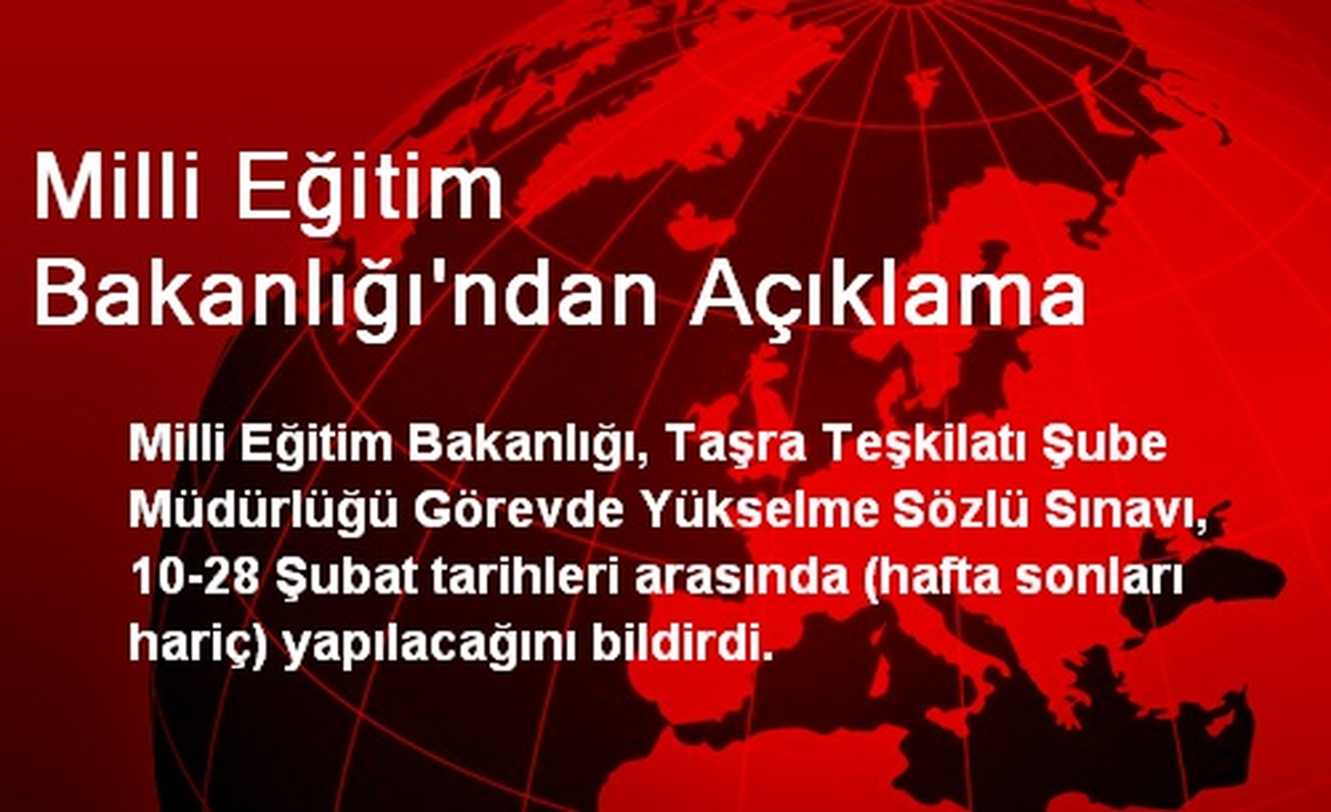 Milli Eğitim Bakanlığı\'ndan Açıklama