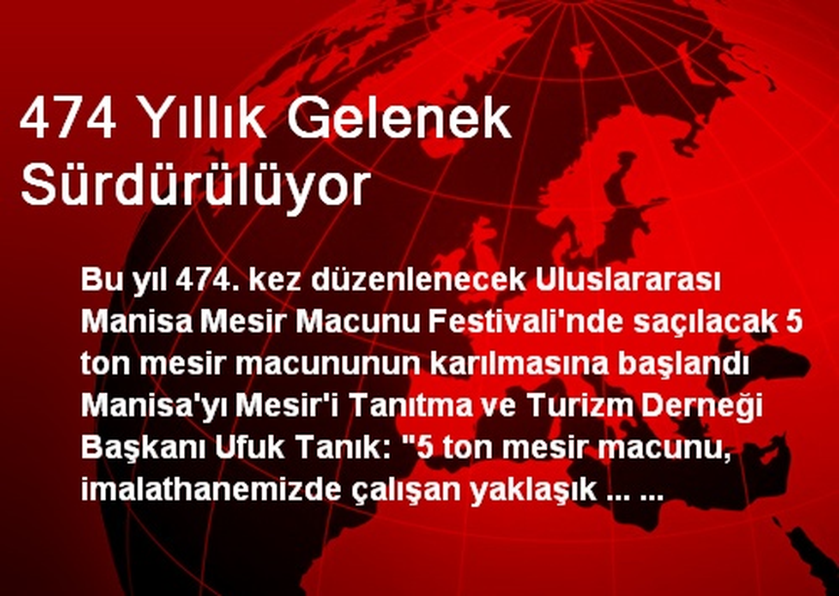474 Yıllık Gelenek Sürdürülüyor