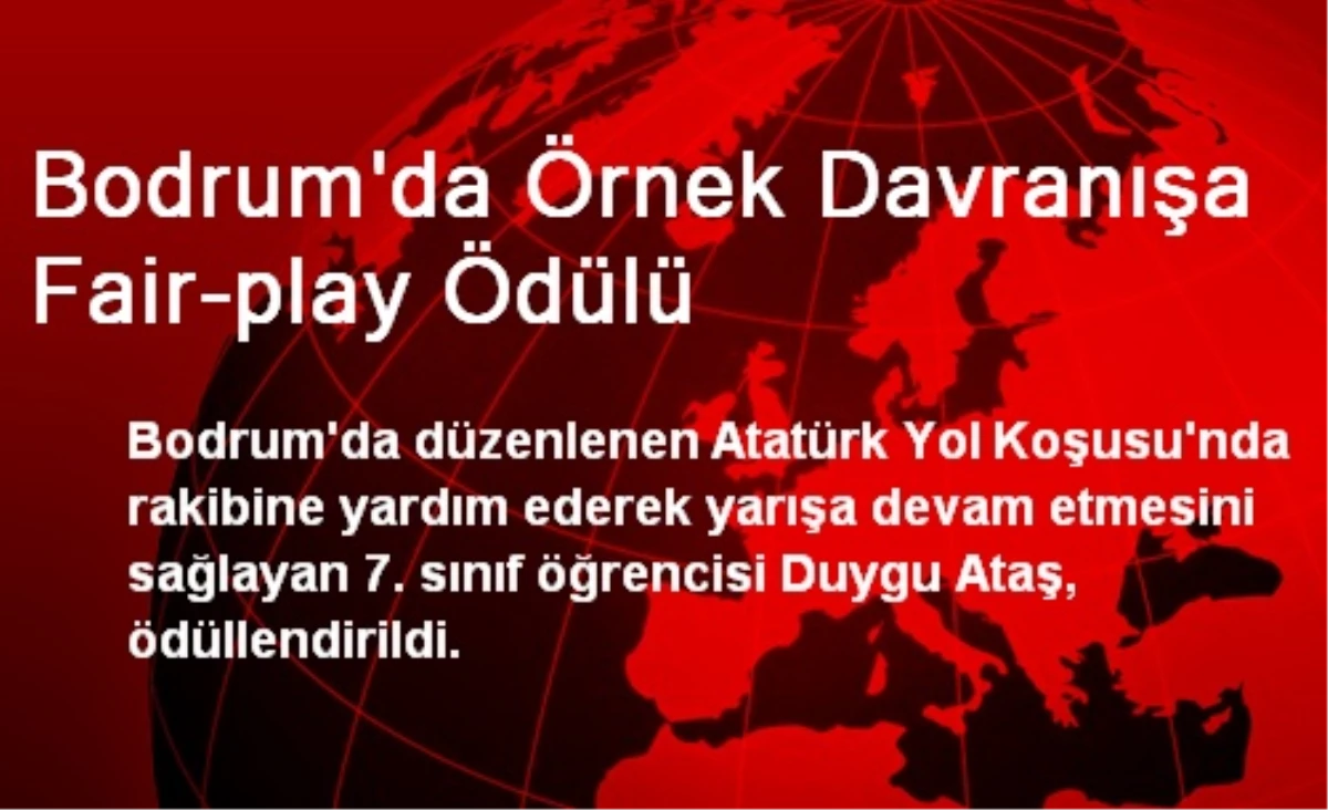 Bodrum\'da Örnek Davranışa Fair-Play Ödülü