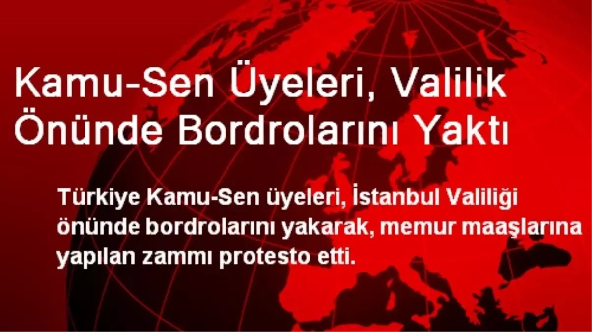 Kamu-Sen Üyeleri, Valilik Önünde Bordrolarını Yaktı