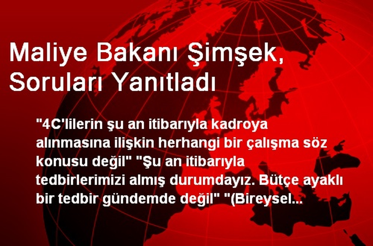 Maliye Bakanı Şimşek, Soruları Yanıtladı