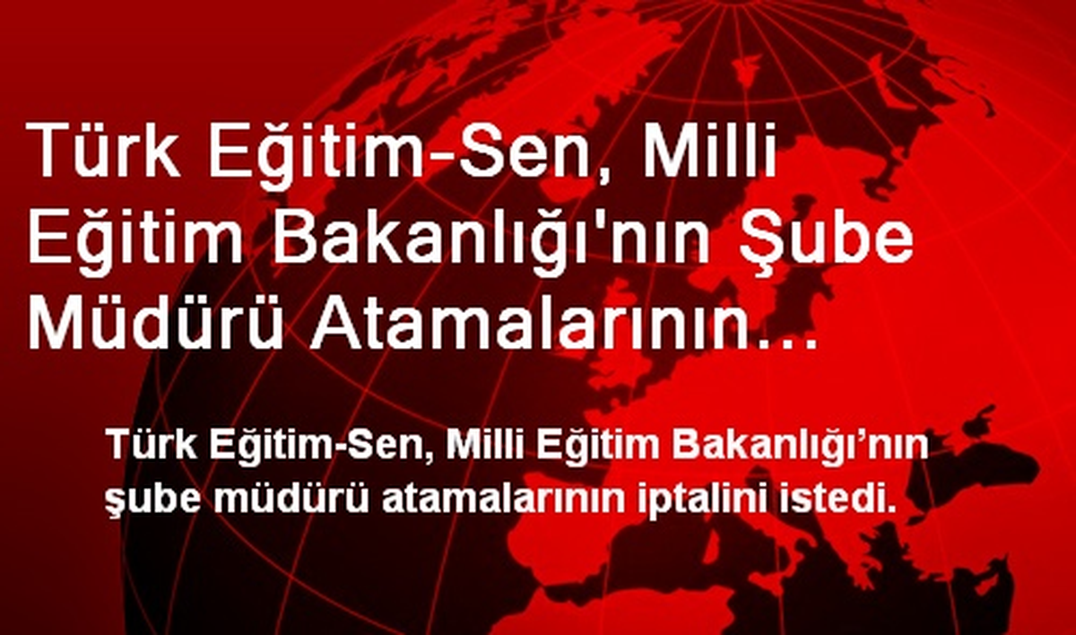 Türk Eğitim-Sen, Milli Eğitim Bakanlığı\'nın Şube Müdürü Atamalarının İptalini İstedi