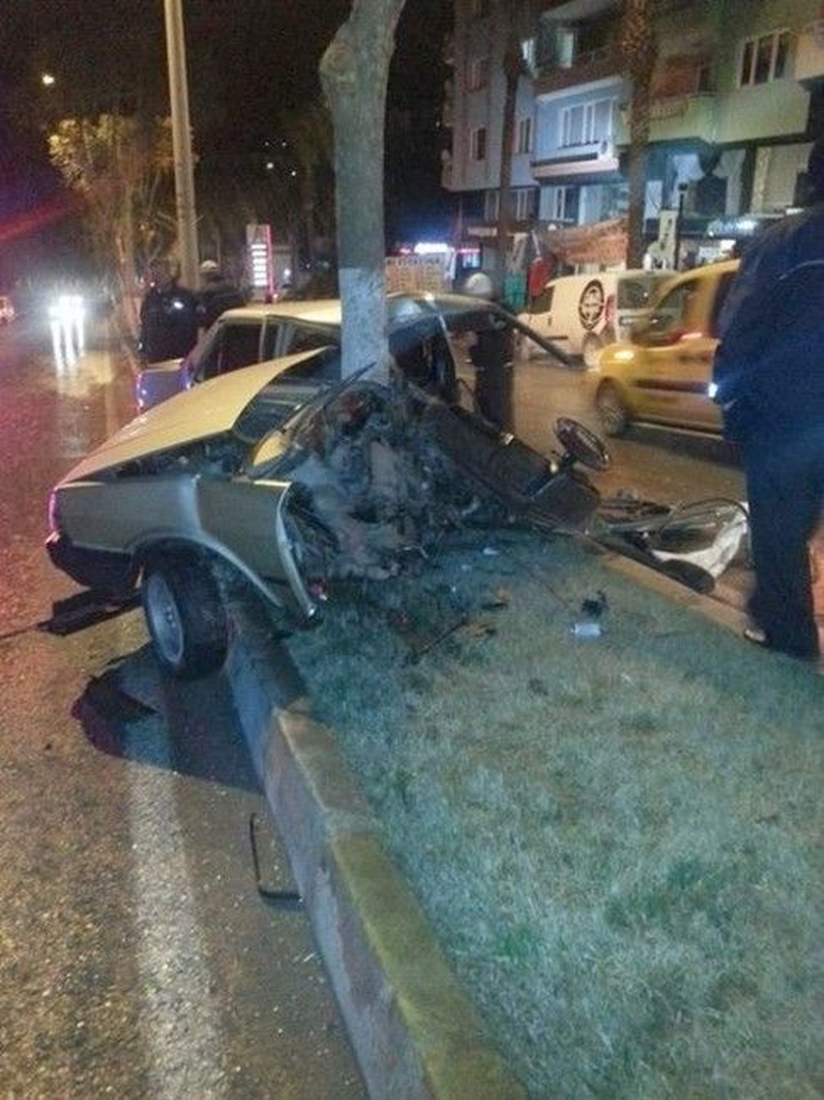 Ağaca Çarpan Otomobil İkiye Ayrıldı