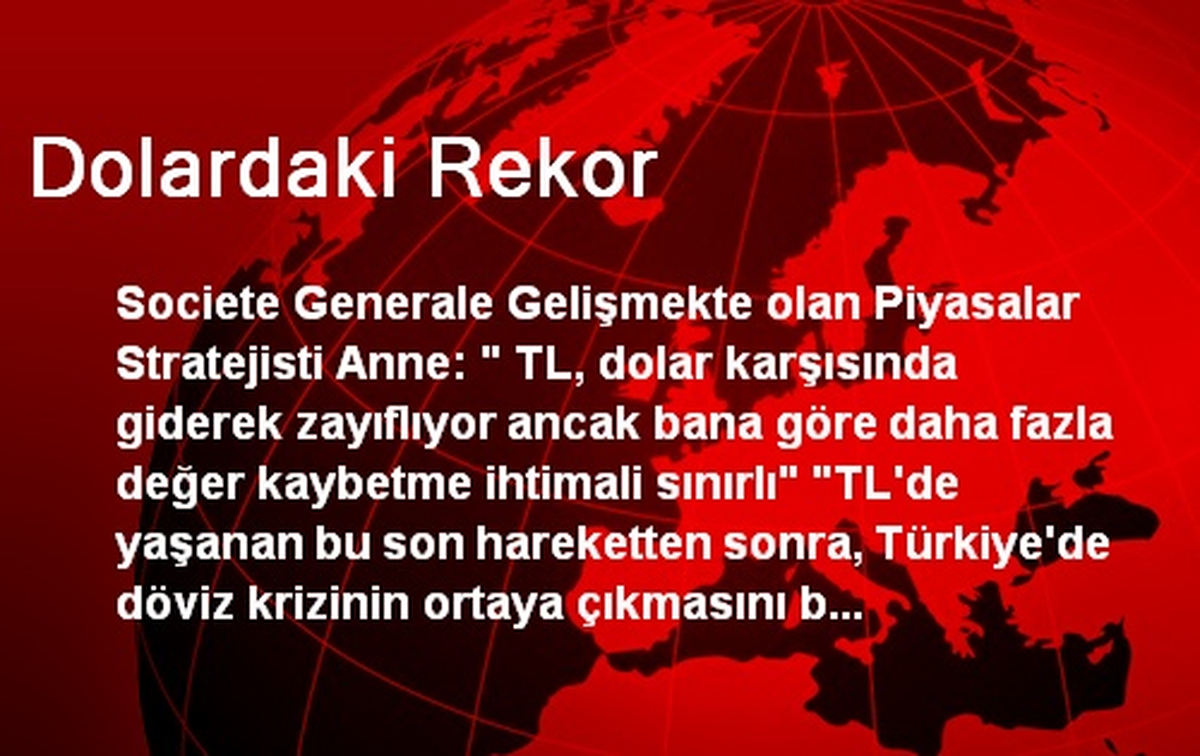 Dolardaki Rekor