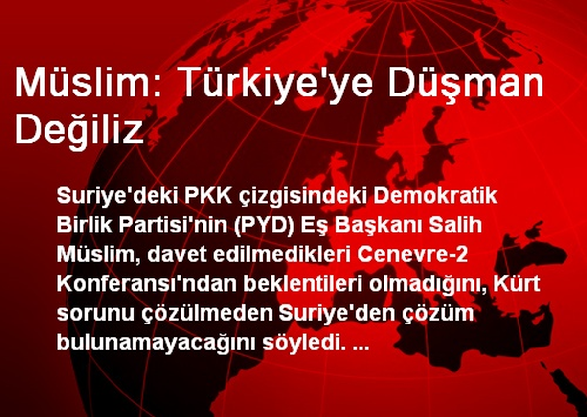 Müslim: Türkiye\'ye Düşman Değiliz