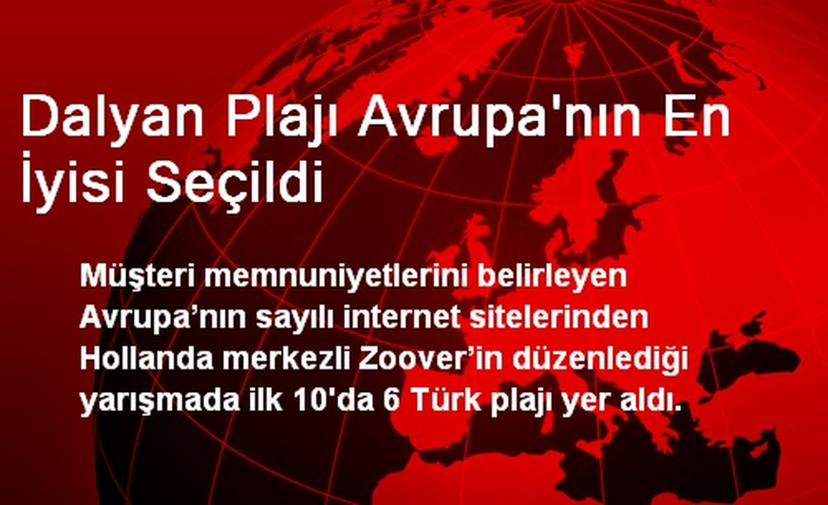 Dalyan Plajı Avrupa\'nın En İyisi Seçildi