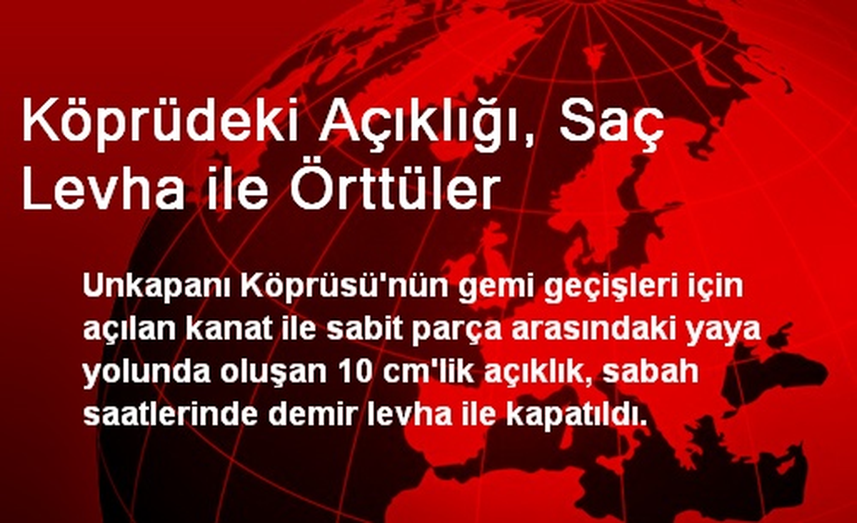 Köprüdeki Açıklığı, Saç Levha ile Örttüler