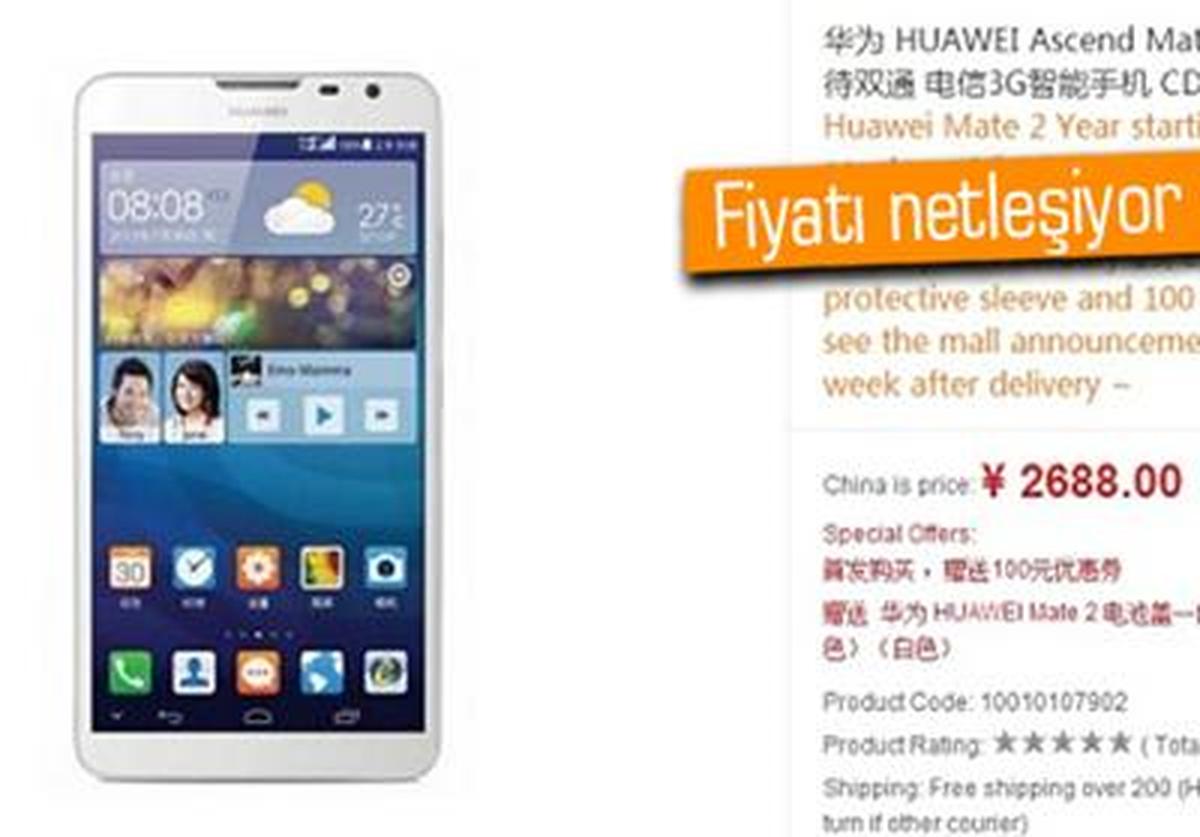 Huawei Ascend Mate 2\'nin Fiyatı Belli Oldu