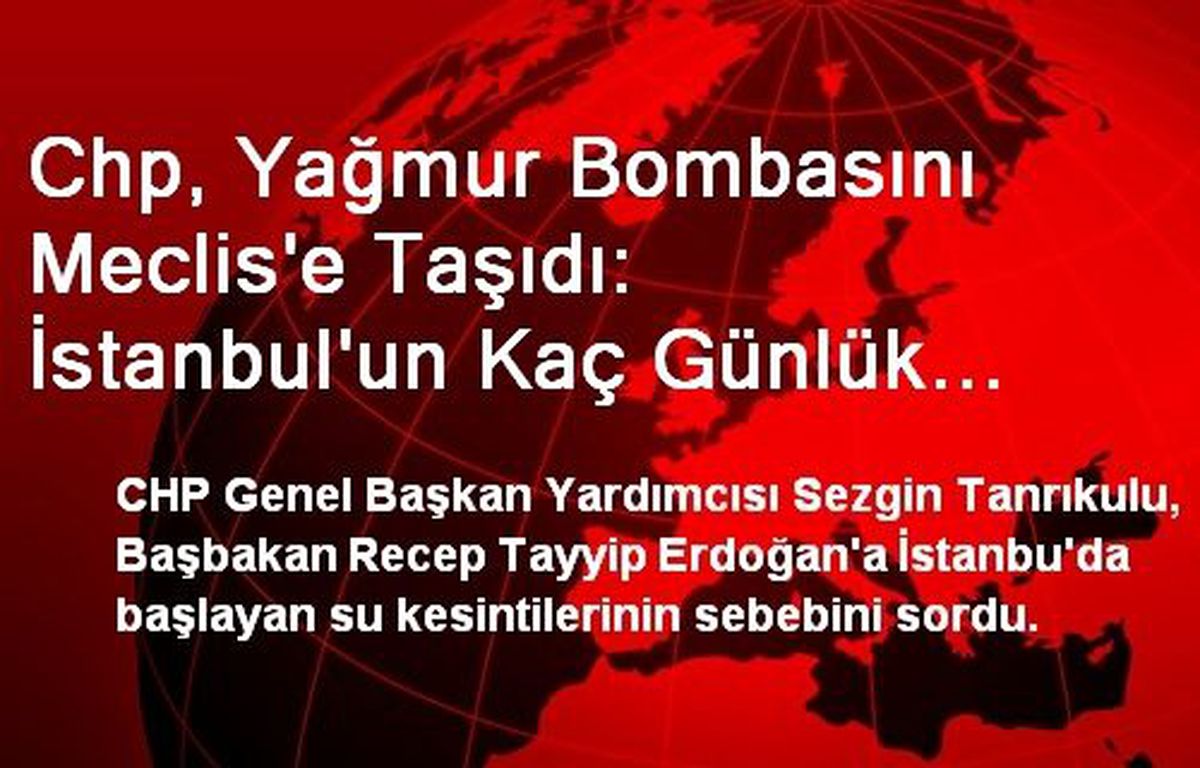 CHP, Başbakan\'a Su Kesintilerinin Sebebini Sordu
