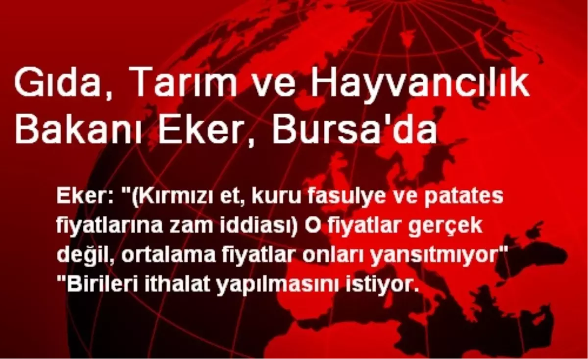 Gıda, Tarım ve Hayvancılık Bakanı Eker, Bursa\'da