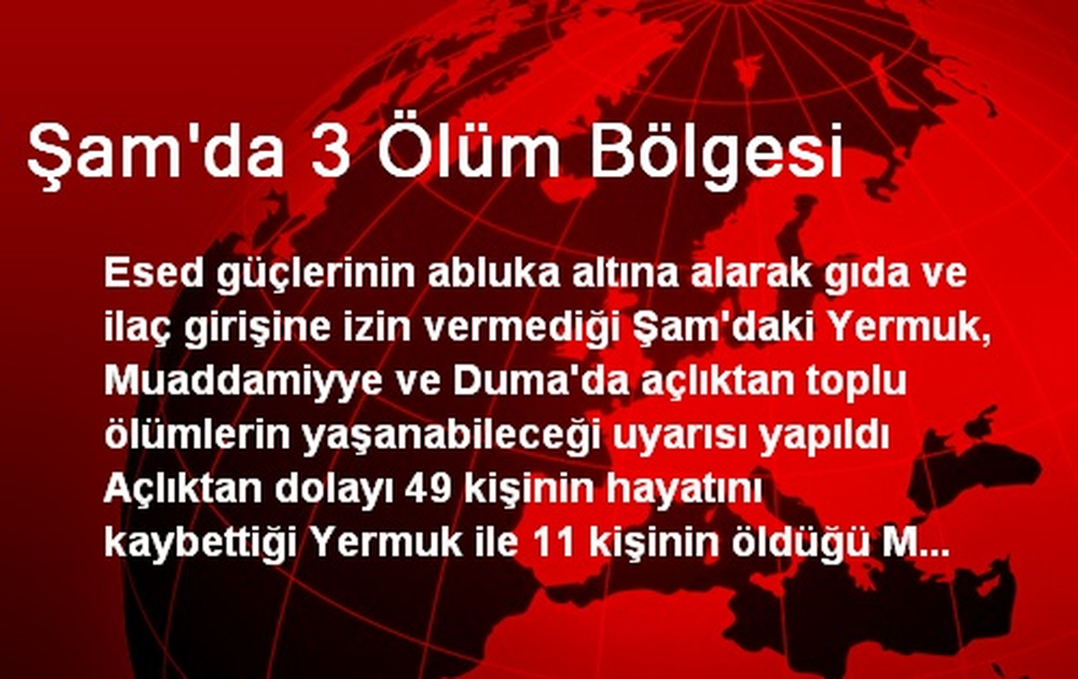 Şam\'da 3 Ölüm Bölgesi