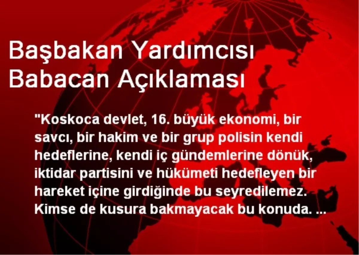 Başbakan Yardımcısı Babacan Açıklaması