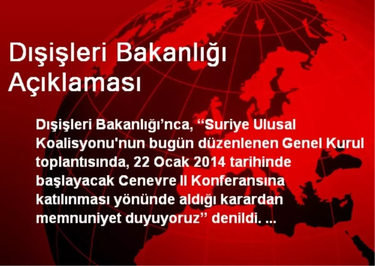 Dışişleri Bakanlığı Açıklaması