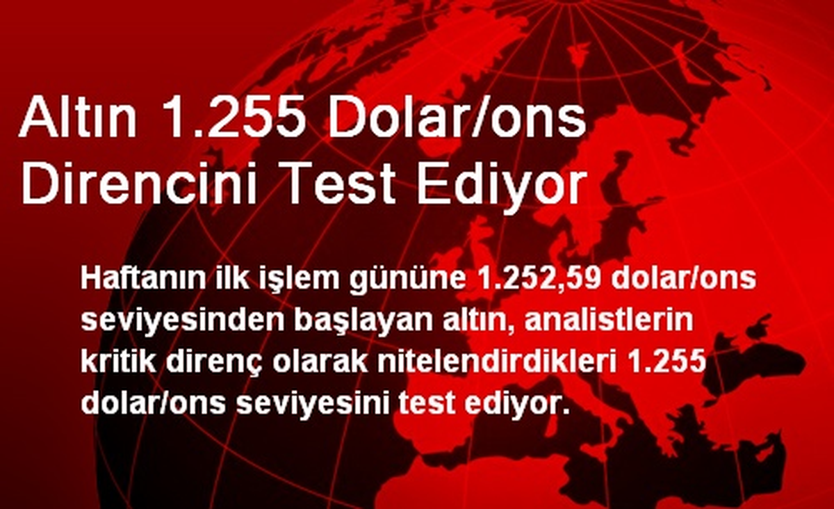 Altın 1.255 Dolar/ons Direncini Test Ediyor
