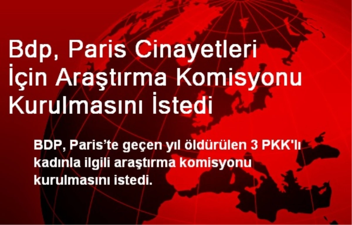 Bdp, Paris Cinayetleri İçin Araştırma Komisyonu Kurulmasını İstedi