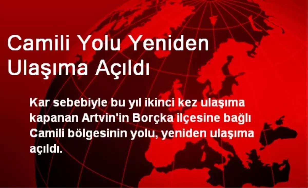 Camili Yolu Yeniden Ulaşıma Açıldı