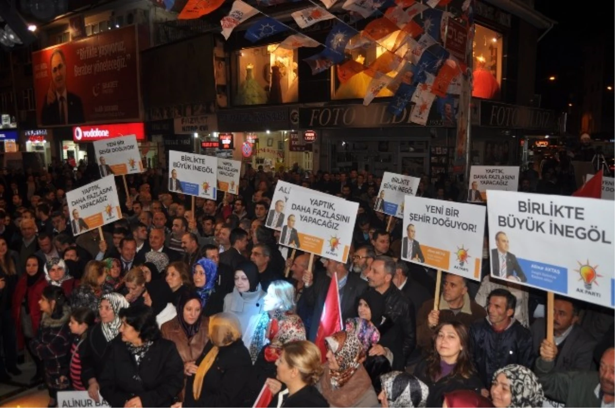 İnegöl Belediye Başkan Adayı Aktaş İçin Miting Gibi Kutlama