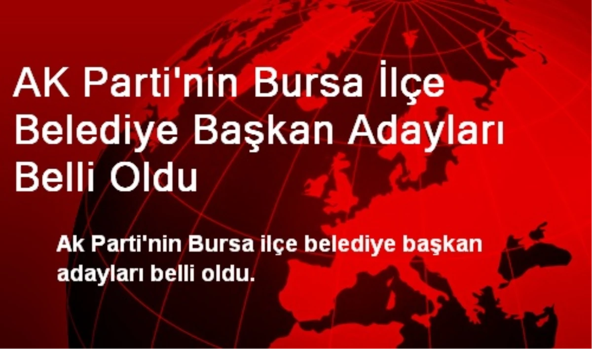 AK Parti\'nin Bursa İlçe Belediye Başkan Adayları Belli Oldu