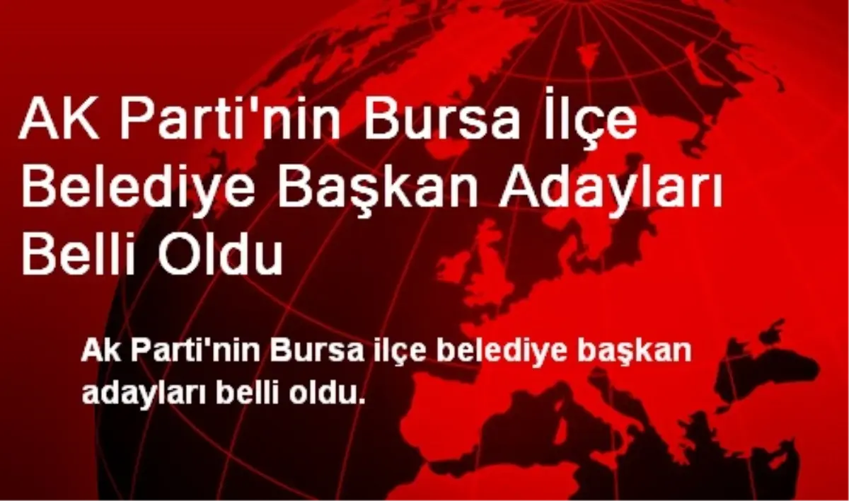 AK Parti\'nin Bursa İlçe Belediye Başkan Adayları Belli Oldu