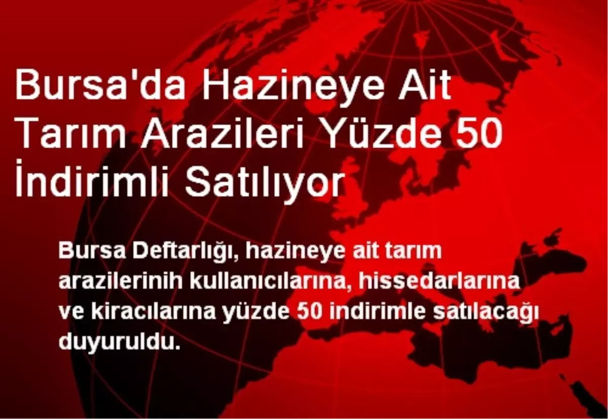 Bursa\'da Hazineye Ait Tarım Arazileri Yüzde 50 İndirimli Satılıyor