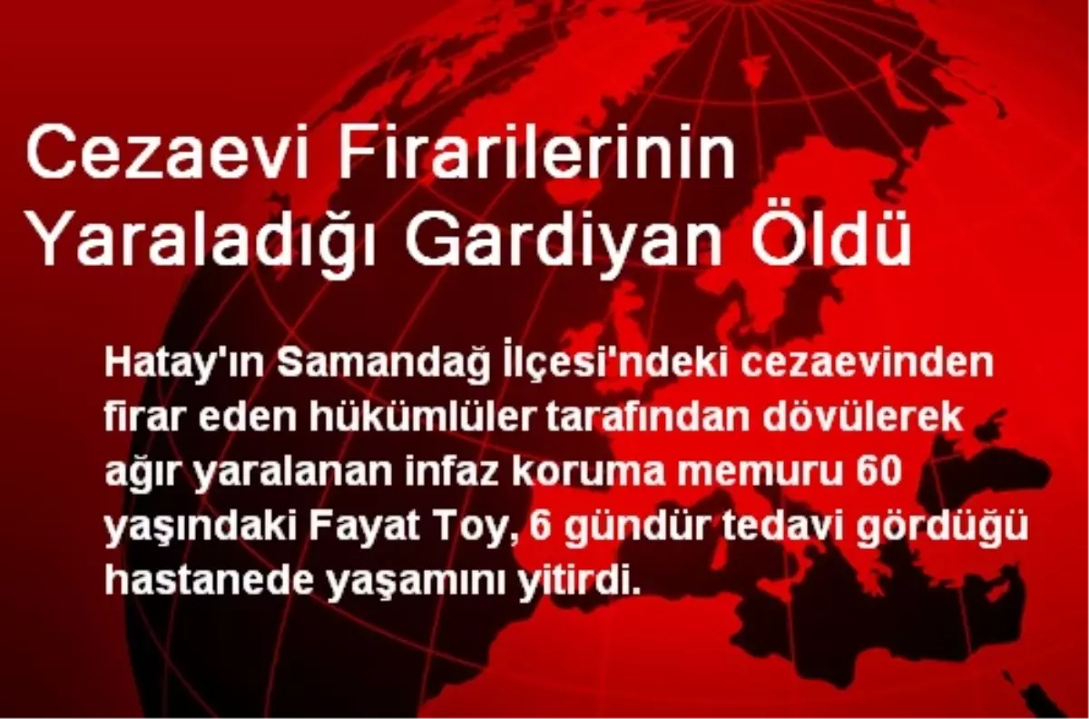 Hatay\'da Cezaevi Firarilerinin Yaraladığı Gardiyan Öldü