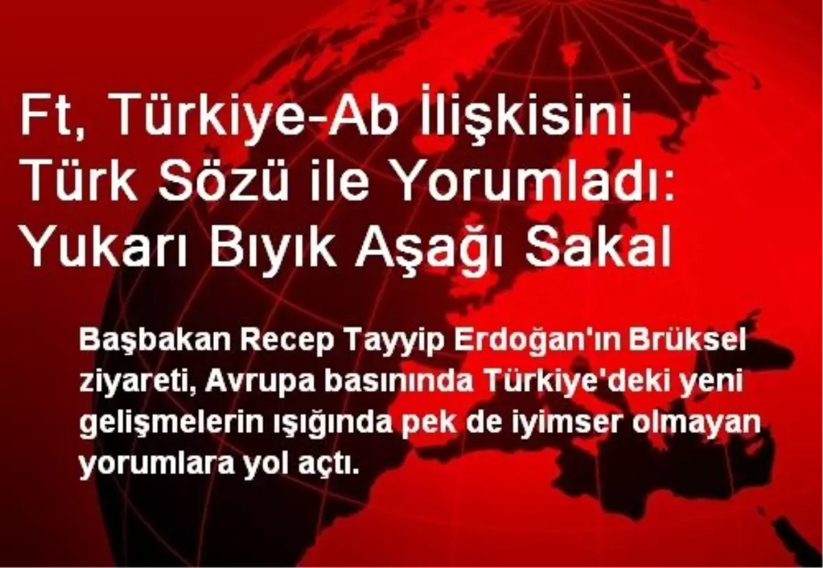 Ft, Türkiye-Ab İlişkisini Türk Sözü ile Yorumladı: Yukarı Bıyık Aşağı Sakal