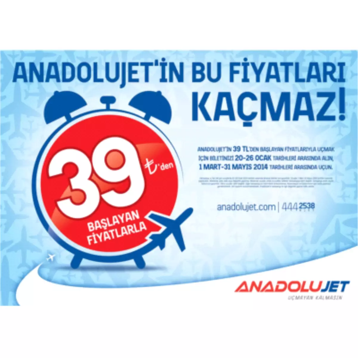 Anadolujet\'ten 39 TL\'ye Uçuran Kampanya