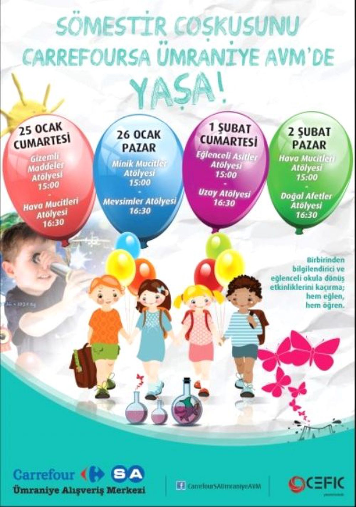 CarrefourSA Ümraniye AVM, Sömestr Tatilinde Çocukları Bekliyor
