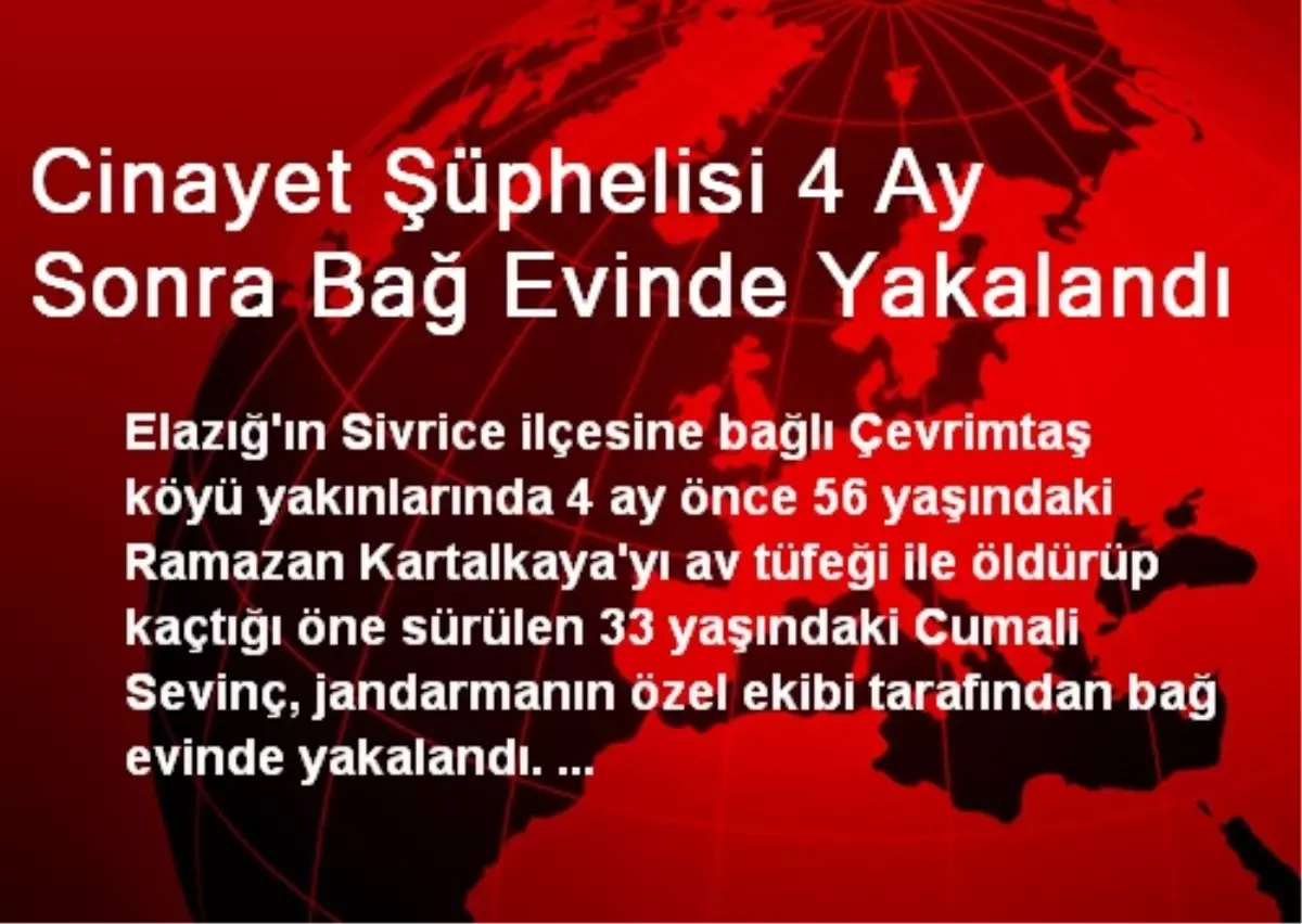 Cinayet Şüphelisi 4 Ay Sonra Bağ Evinde Yakalandı