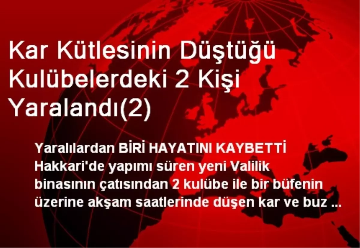 Hakkari\'de Kar Kütlesi Altında Kalan 2 Kişiden 1\'i Öldü