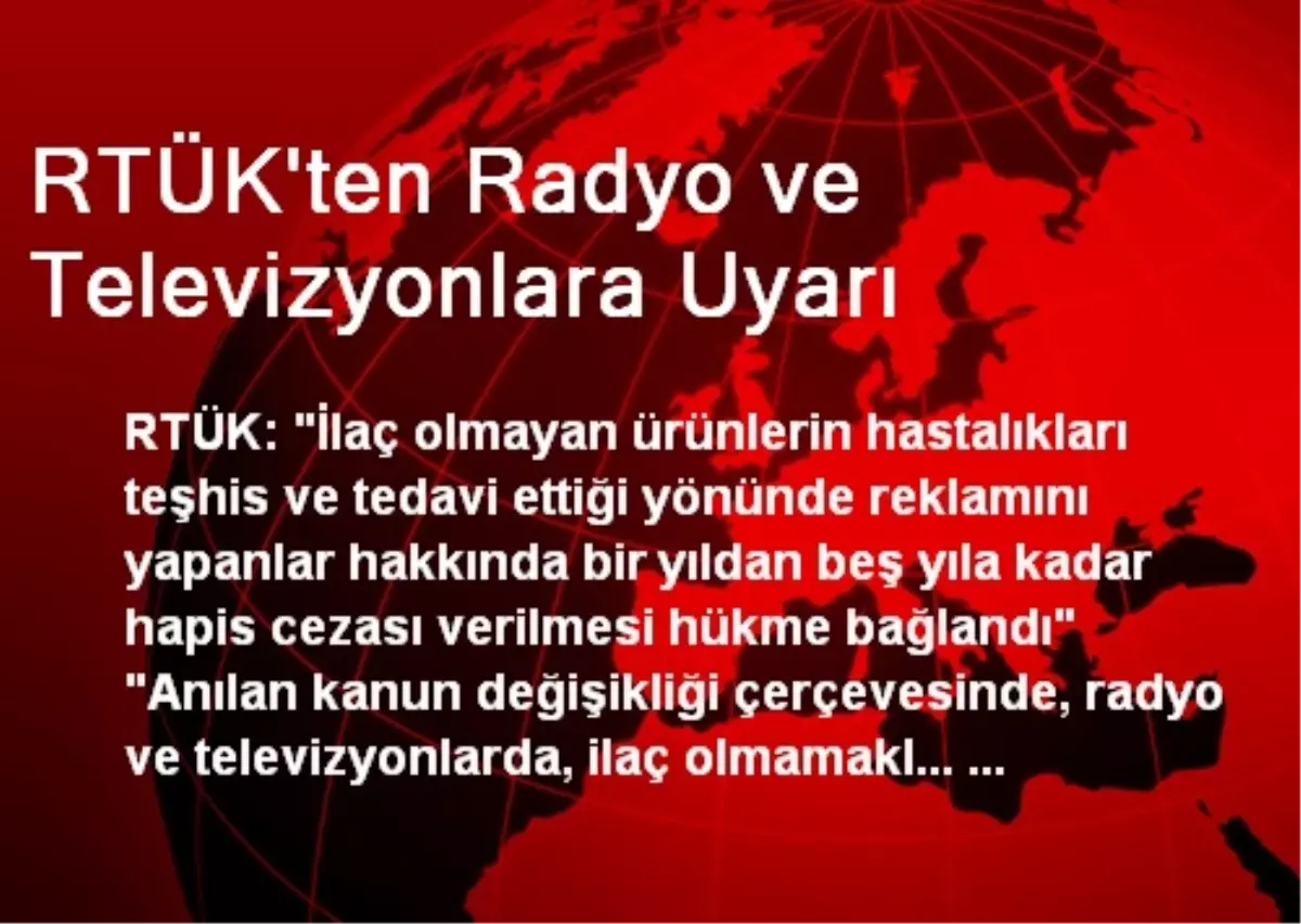 RTÜK\'ten Radyo ve Televizyonlara Uyarı