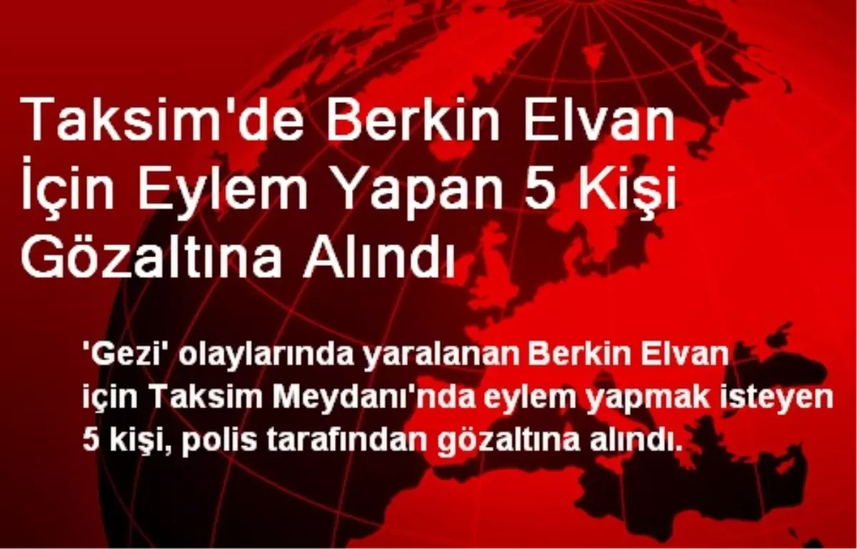 Taksim\'de Berkin Elvan İçin Eylem Yapan 5 Kişi Gözaltına Alındı