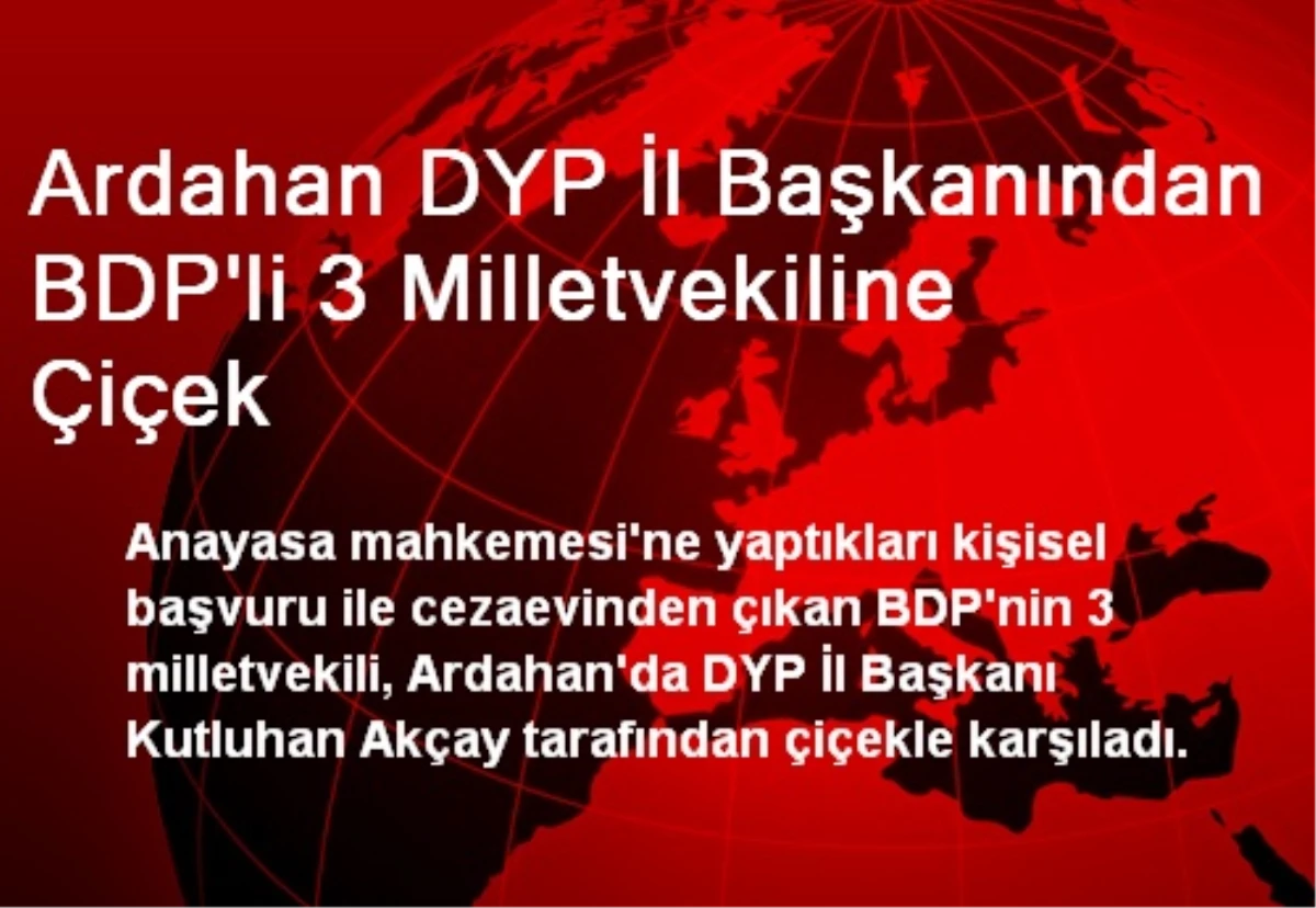 Ardahan DYP İl Başkanından BDP\'li 3 Milletvekiline Çiçek