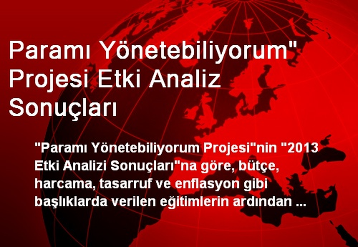 Paramı Yönetebiliyorum" Projesi Etki Analiz Sonuçları