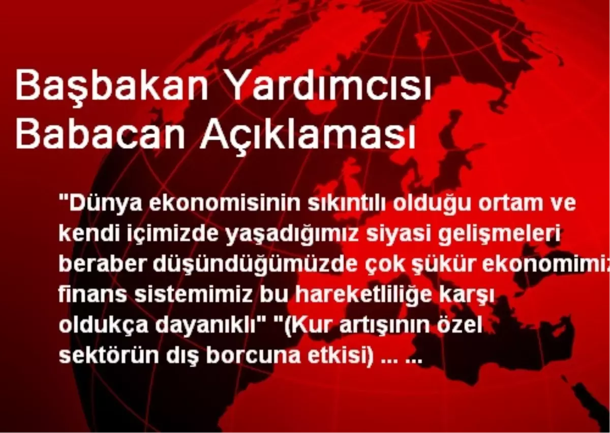 Başbakan Yardımcısı Babacan Açıklaması