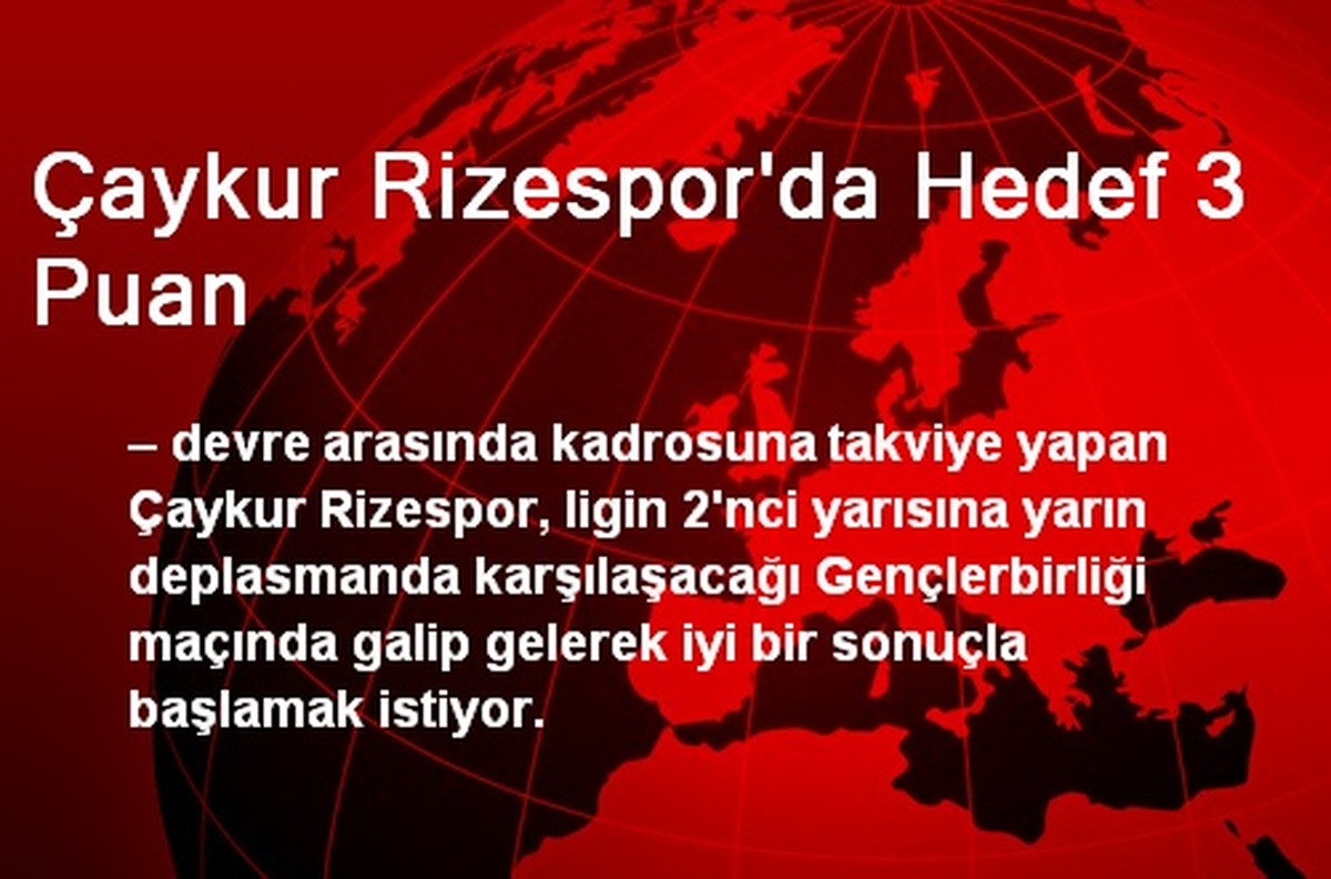 Çaykur Rizespor\'da Hedef 3 Puan