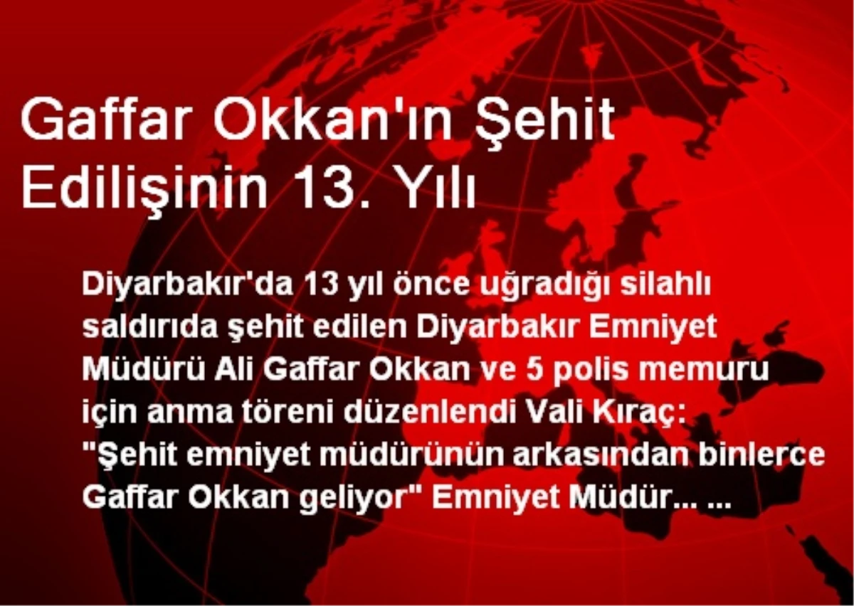 Gaffar Okkan\'ın Şehit Edilişinin 13. Yılı