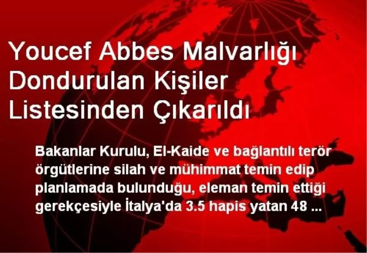 Youcef Abbes Malvarlığı Dondurulan Kişiler Listesinden Çıkarıldı