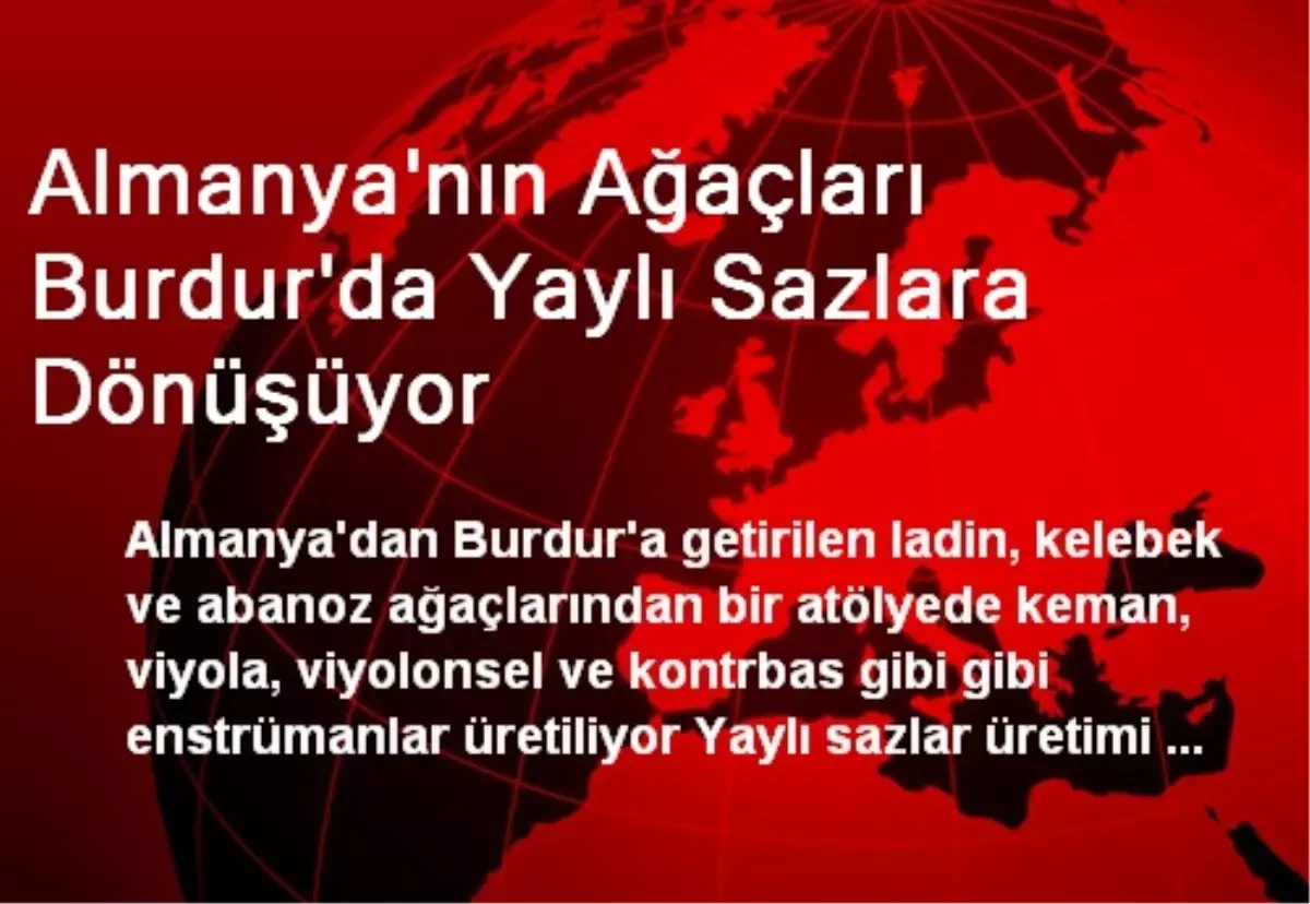 Almanya\'nın Ağaçları Burdur\'da Yaylı Sazlara Dönüşüyor