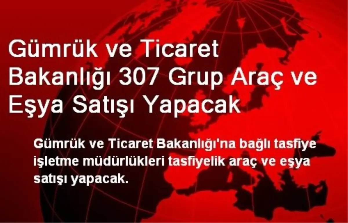 Gümrük ve Ticaret Bakanlığı 307 Grup Araç ve Eşya Satışı Yapacak