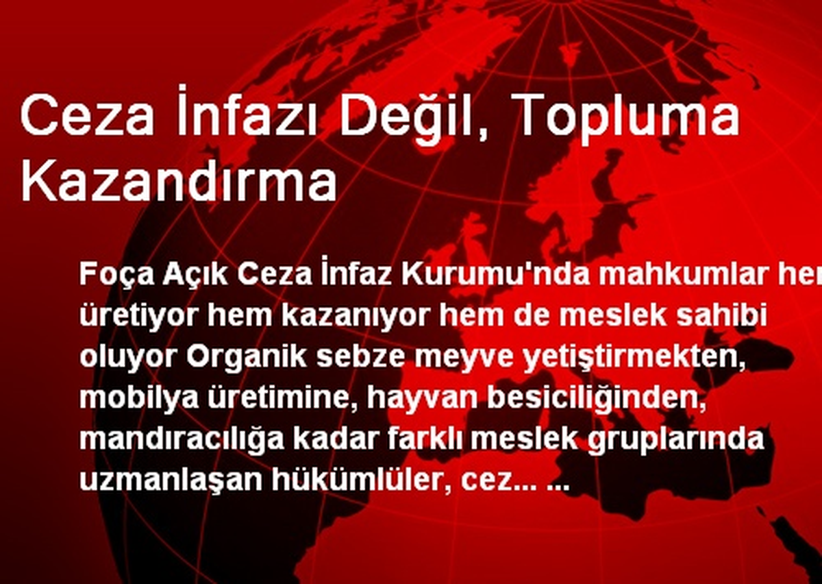 Ceza İnfazı Değil, Topluma Kazandırma