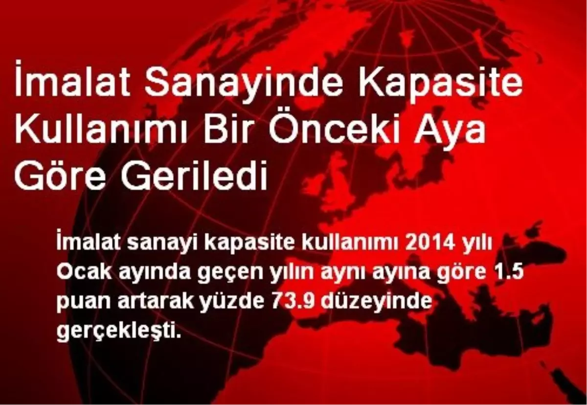 İmalat Sanayinde Kapasite Kullanımı Bir Önceki Aya Göre Geriledi