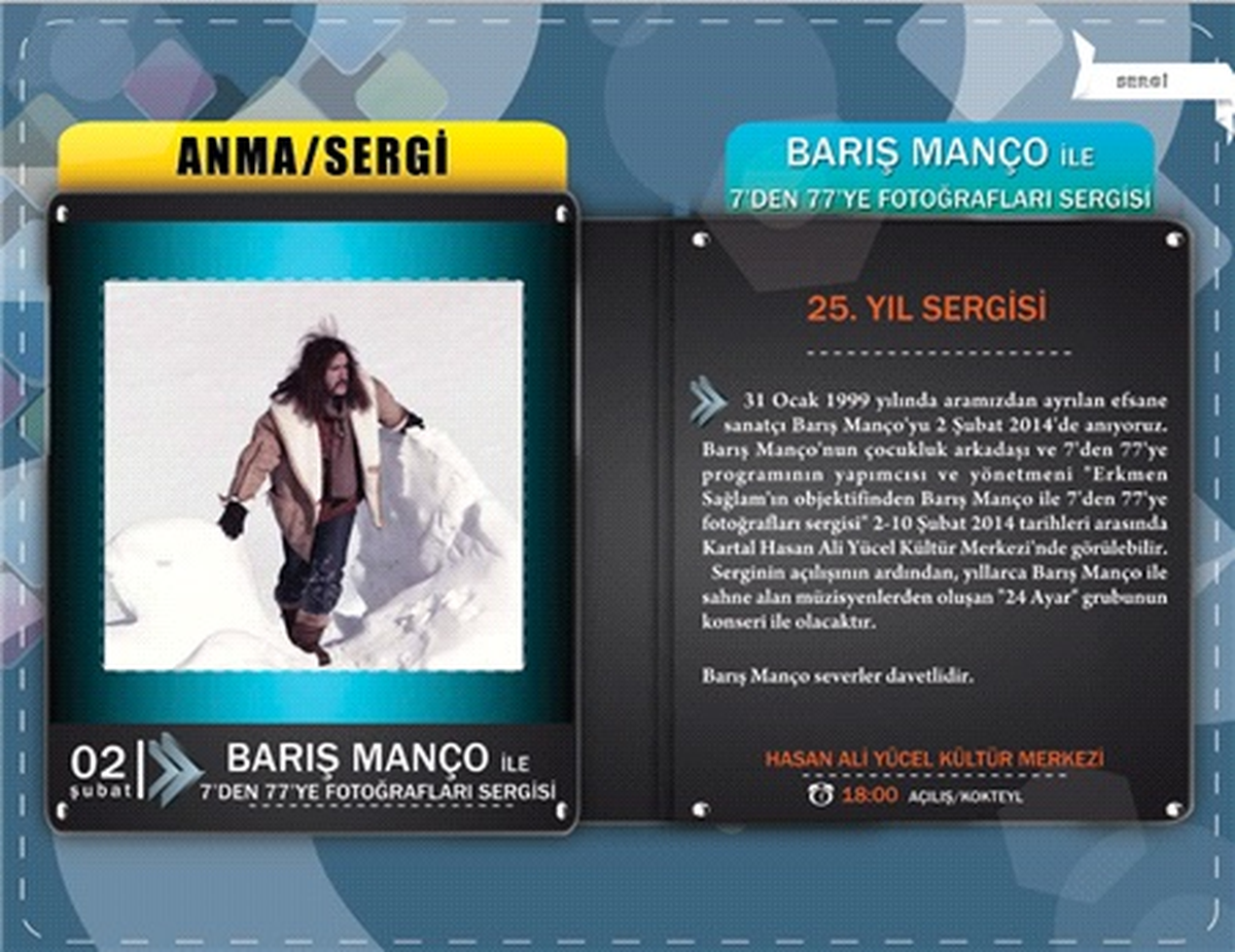 Barış Manço ile 7\'den 77\'ye Fotoğrafları" Sergisi Kartal\'da Açılacak