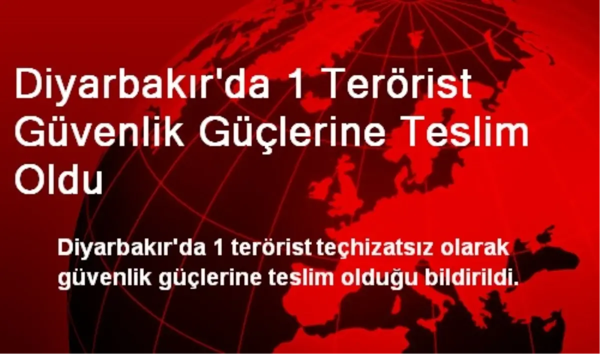 Diyarbakır\'da 1 Terörist Güvenlik Güçlerine Teslim Oldu