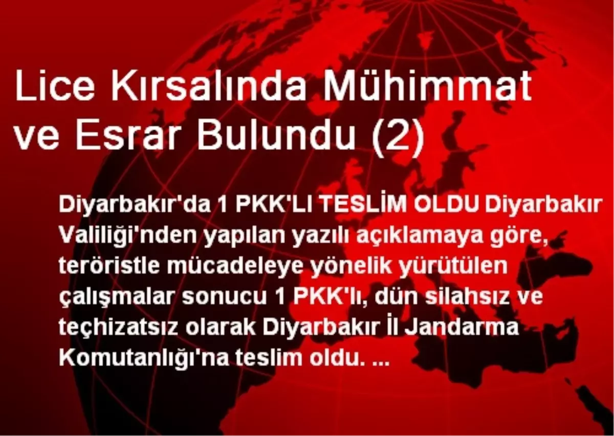 Lice Kırsalında Mühimmat ve Esrar Bulundu (2)