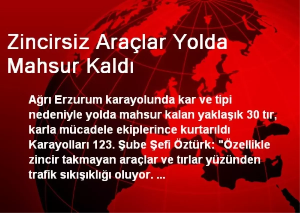 Ağrı\'da Zincirsiz Araçlar Yolda Mahsur Kaldı