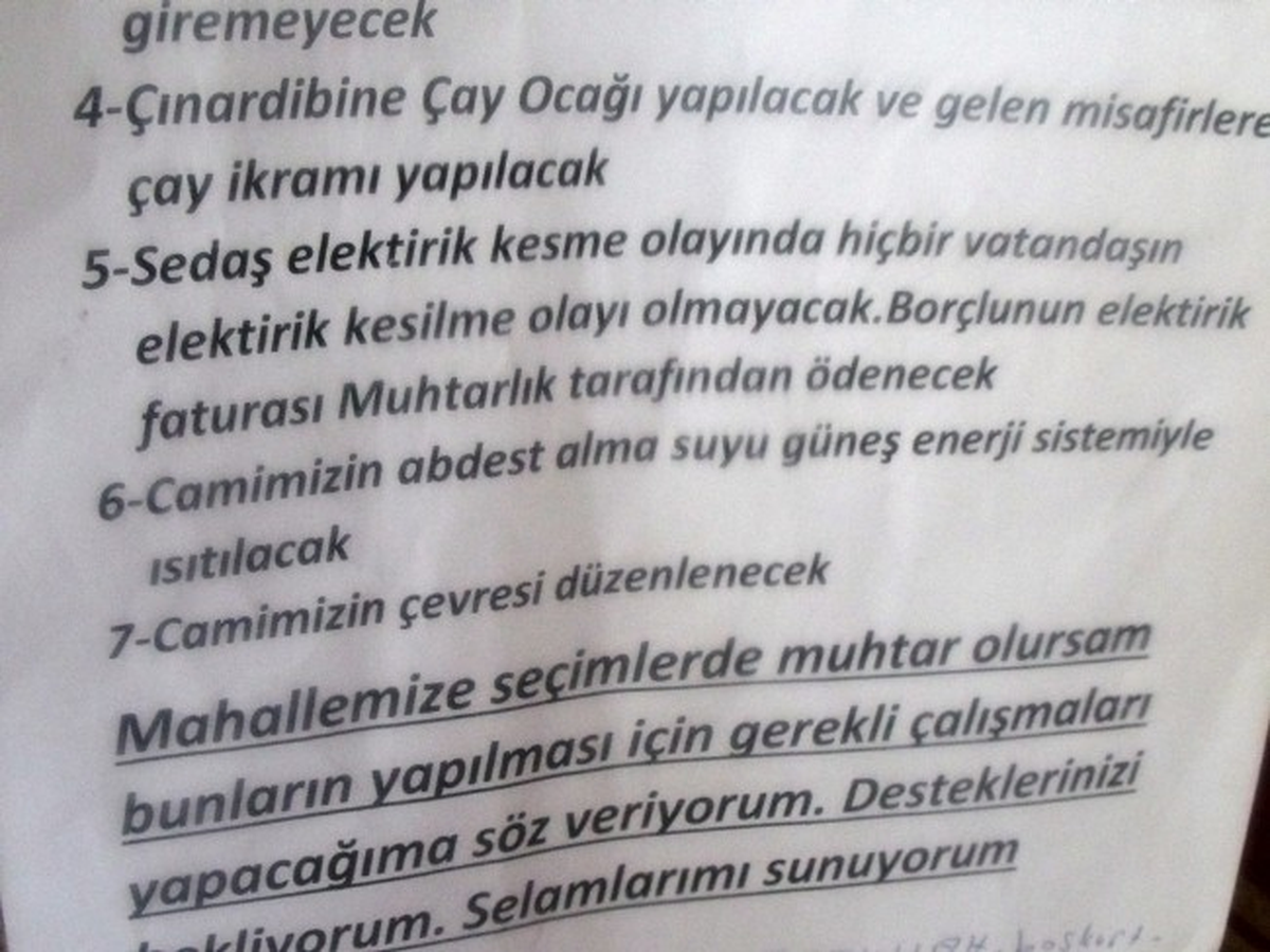 Muhtar Adayından İlginç Seçim Vaadi