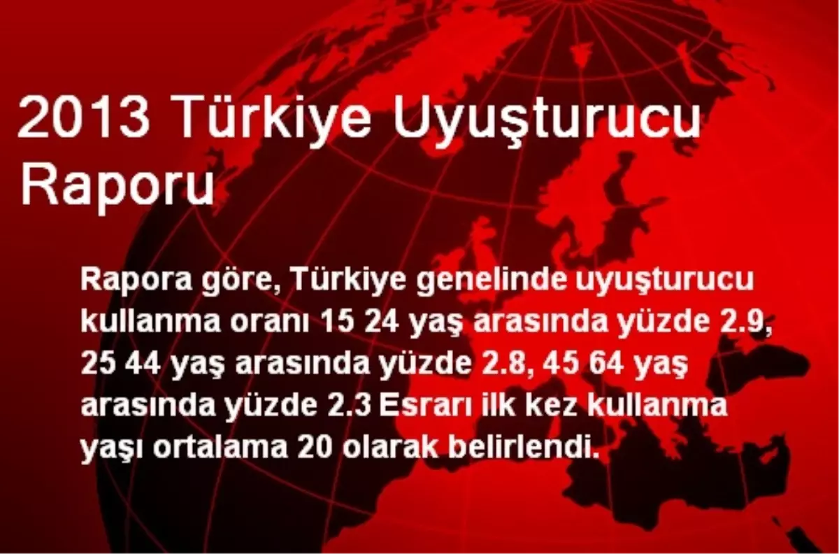 2013 Türkiye Uyuşturucu Raporu